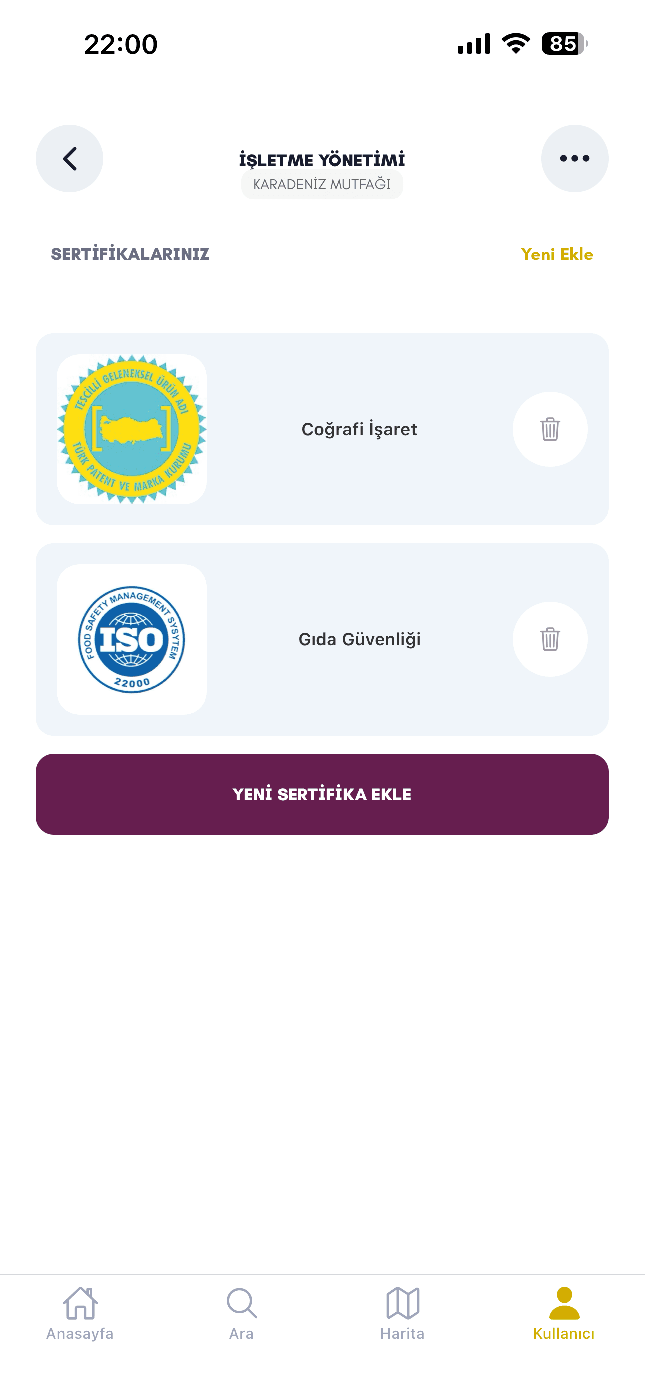 Sertifikalar Listesi